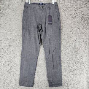 Ben Sherman Pants Mens 30x32 Gray Plaid Stretch Mid Rise Slim Fit Slacks *NWT*